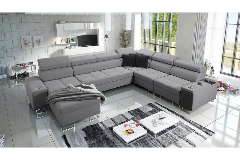 FIORANO 4-sits Hörnbäddsoffa Vänster Ljusgrå - Möbler - Vardagsrum - Bäddsoffor - Hörnbäddsoffa