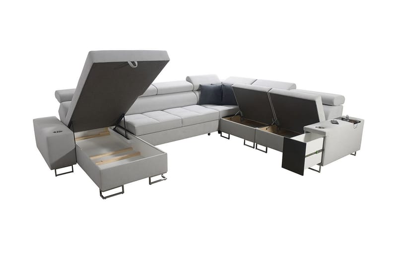 FIORANO 4-sits Hörnbäddsoffa Vänster Ljusgrå - Möbler - Vardagsrum - Bäddsoffor - Hörnbäddsoffa