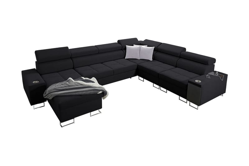 FIORANO 4-sits Hörnbäddsoffa Vänster Svart - Möbler - Vardagsrum - Bäddsoffor - Hörnbäddsoffa