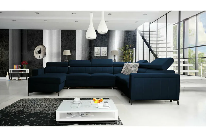 Galbally 5-sits Hörnbäddsoffa NO_BRAND Dark blue - Möbler - Vardagsrum - Bäddsoffor - Hörnbäddsoffa