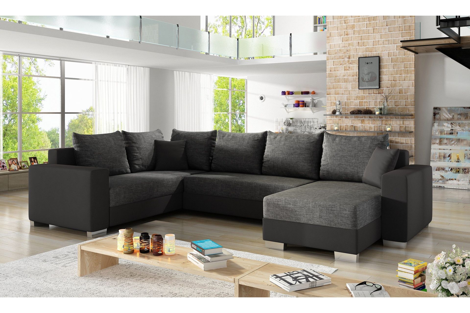 Gallicanta H&ouml;rnb&auml;ddsoffa - Gr&aring;/Svart