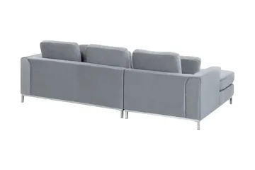 Hörnsoffa 4-sits H med sovfunktion sammet grå OSLO - Grå - Möbler - Vardagsrum - Bäddsoffor - Bäddsoffa divan