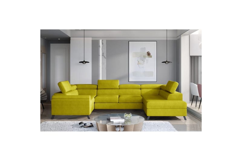 Hörnsoffa Eltap Escada 336x200x92 cm, Omega 68, Gul, Höger