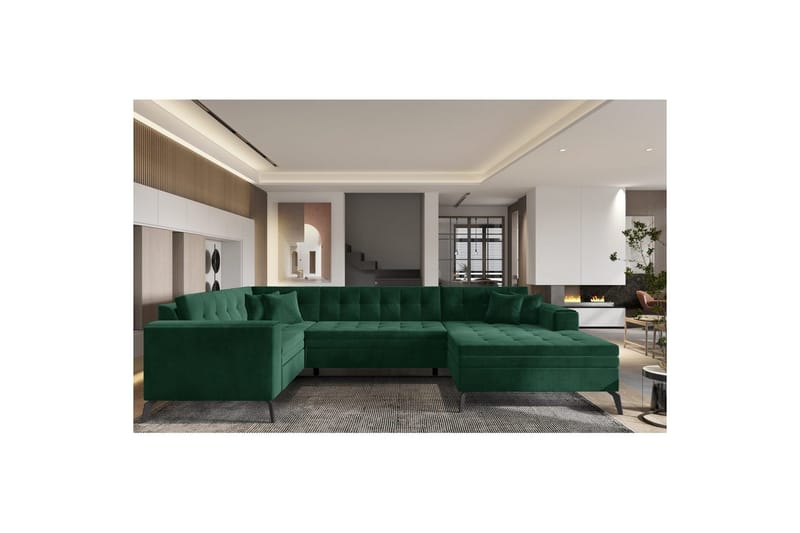 Hörnsoffa Eltap Montez 340x180x93 cm, Loco 35, Mörkgrön, Höger