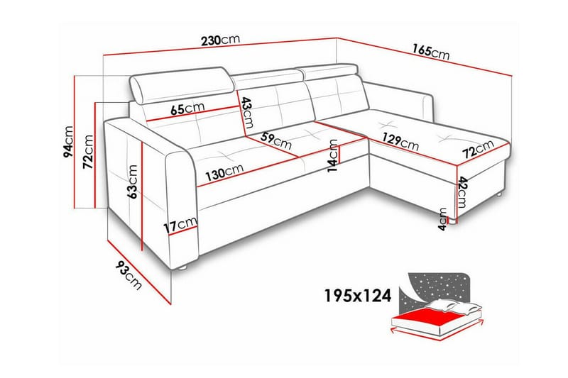 Hunglader 3-sits Hörnbäddsoffa Black - Möbler - Vardagsrum - Bäddsoffor - Hörnbäddsoffa