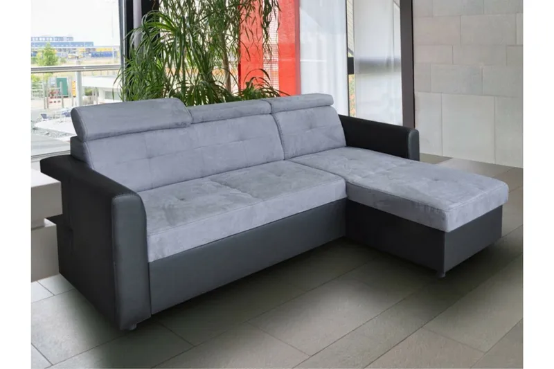 Hunglader 3-sits Hörnbäddsoffa NO_BRAND Black - Möbler - Vardagsrum - Bäddsoffor - Bäddsoffa divan