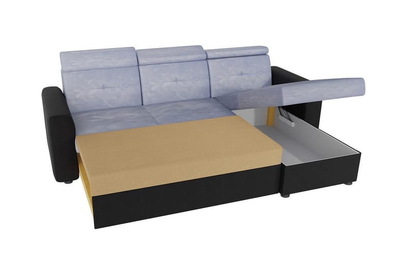 Hunglader 3-sits Hörnbäddsoffa NO_BRAND Black - Möbler - Vardagsrum - Bäddsoffor - Bäddsoffa divan