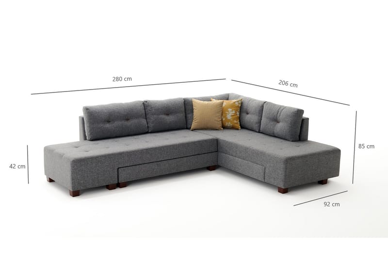 IRELAND Bäddsoffa  Grå - Möbler - Vardagsrum - Bäddsoffor - Hörnbäddsoffa