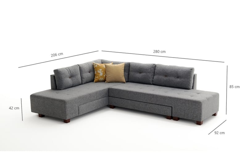 IRELAND Bäddsoffa  Grå - Möbler - Vardagsrum - Bäddsoffor - Hörnbäddsoffa