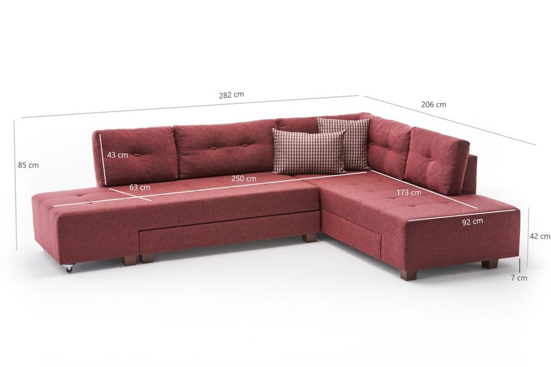 IRELAND Bäddsoffa  Röd - Möbler - Vardagsrum - Bäddsoffor - Hörnbäddsoffa