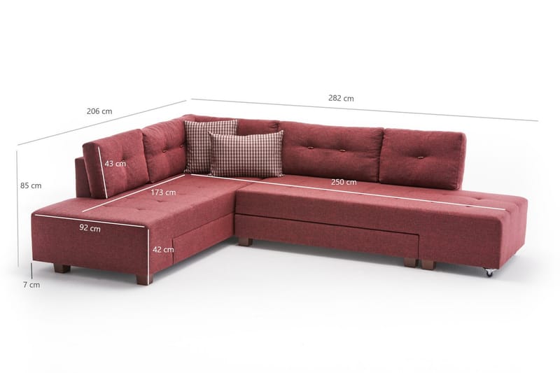 IRELAND Bäddsoffa  Röd - Möbler - Vardagsrum - Bäddsoffor - Hörnbäddsoffa