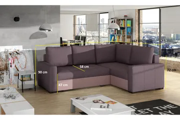 Irfan Hörnbäddsoffa med Divan - Grå/Svart - Möbler - Vardagsrum - Bäddsoffor - Hörnbäddsoffa