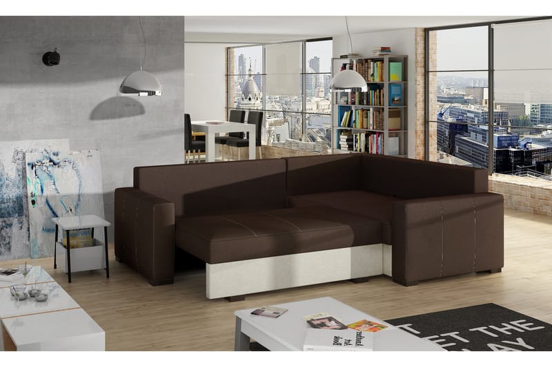 Irfan Hörnbäddsoffa med Divan - Grå/Svart - Möbler - Vardagsrum - Bäddsoffor - Hörnbäddsoffa