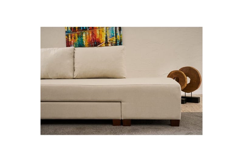 Hörnbäddsoffa Iroulport Arzilla Höger Grädde - Grädde - Möbler - Vardagsrum - Bäddsoffor - Hörnbäddsoffa