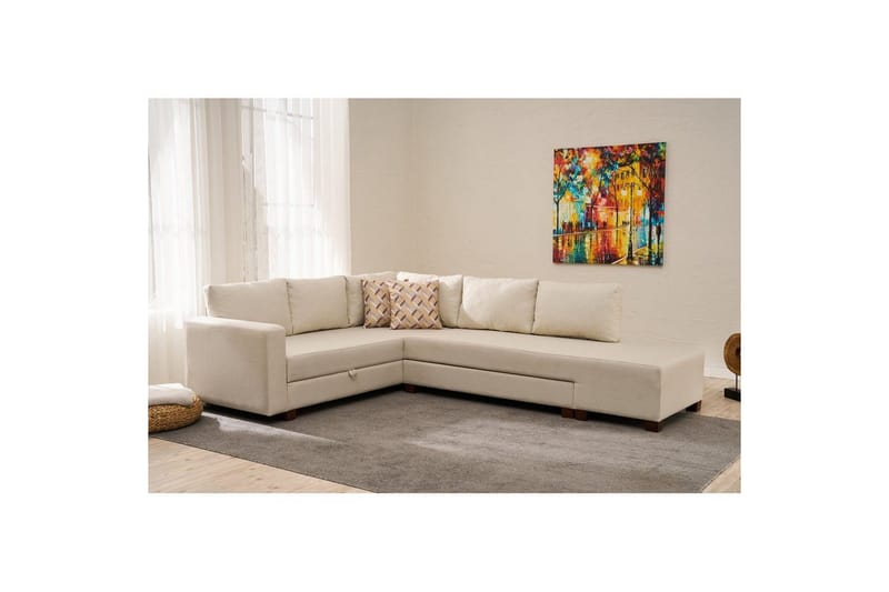 Hörnbäddsoffa Iroulport Arzilla Höger Grädde - Grädde - Möbler - Vardagsrum - Bäddsoffor - Hörnbäddsoffa