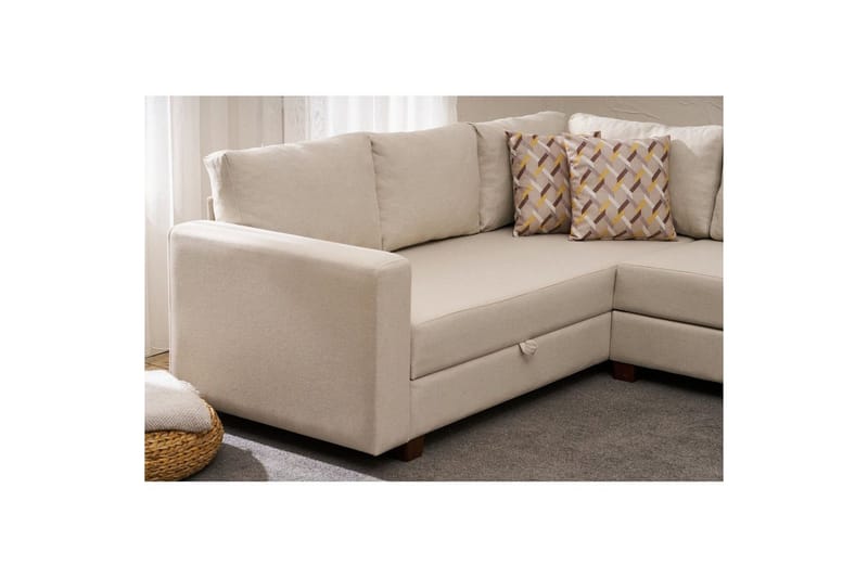 Hörnbäddsoffa Iroulport Arzilla Höger Grädde - Grädde - Möbler - Vardagsrum - Bäddsoffor - Hörnbäddsoffa