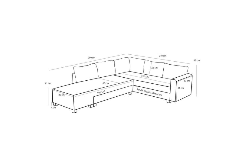 Hörnbäddsoffa Iroulport Arzilla Höger Grädde - Grädde - Möbler - Vardagsrum - Bäddsoffor - Hörnbäddsoffa