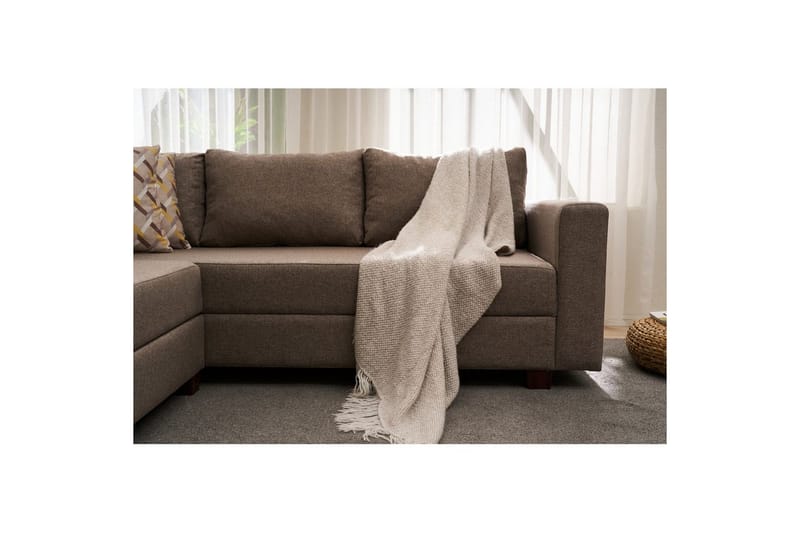 Hörnbäddsoffa Iroulport Arzilla Vänster Brun - Brun - Möbler - Vardagsrum - Bäddsoffor - Hörnbäddsoffa
