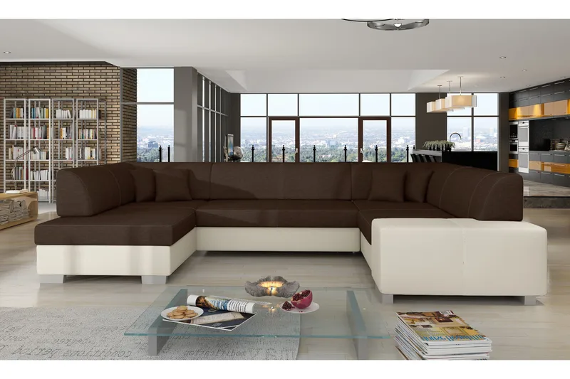 Jamaal Hörnbäddsoffa, Brun/Beige