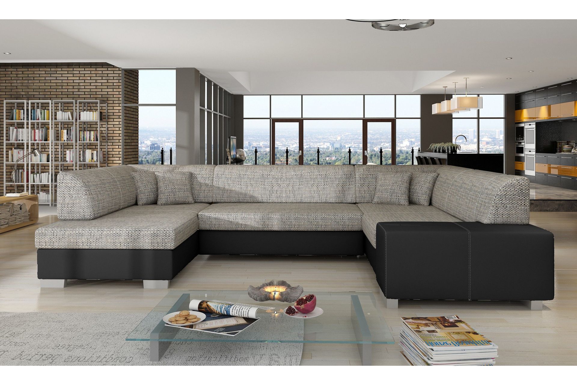 jamaal hörnbäddsoffa - grå/svart