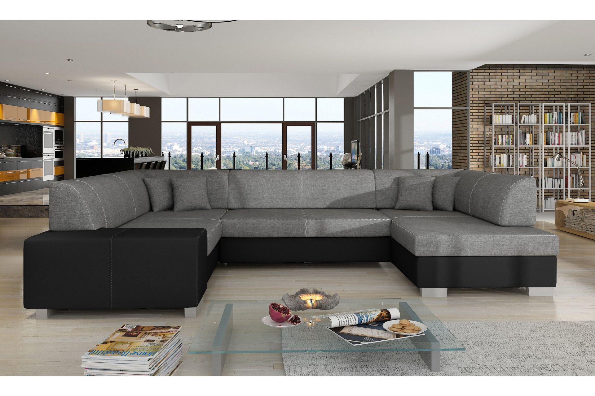 Jamaal H&ouml;rnb&auml;ddsoffa - Gr&aring;/Svart