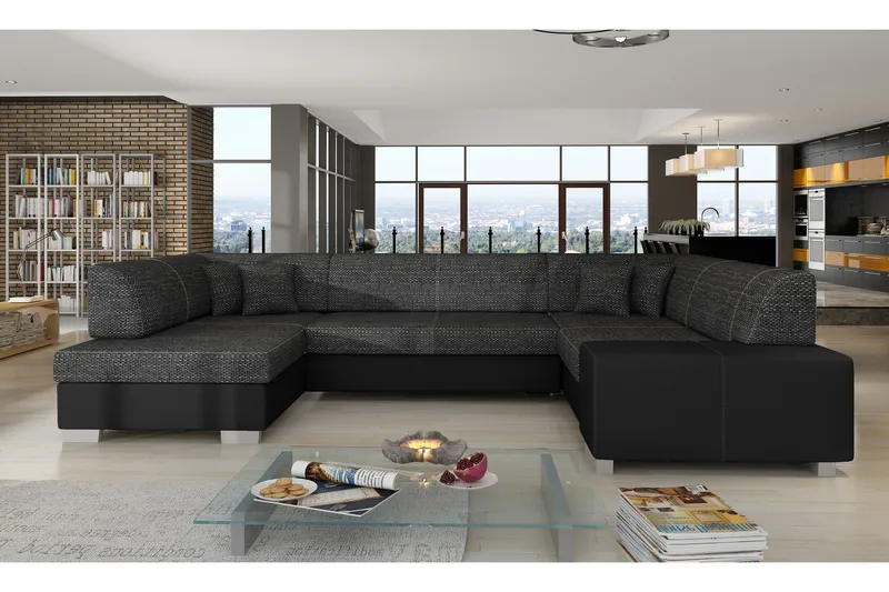 Jamaal Hörnbäddsoffa - Grå/Svart - Möbler - Vardagsrum - Bäddsoffor - Hörnbäddsoffa