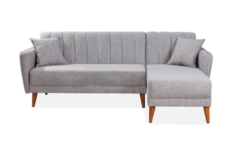 Jenick 3-sits Höger L-formad Hörnbäddsoffa i Tyg, Grå