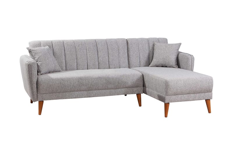 Jenick 3-sits Höger L-formad Hörnbäddsoffa i Tyg - Grå - Möbler - Vardagsrum - Bäddsoffor - Bäddsoffa divan