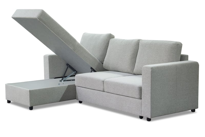 JULES Bäddsoffa 3-sits med Divan Vänster Beige - Möbler - Vardagsrum - Bäddsoffor - Hörnbäddsoffa