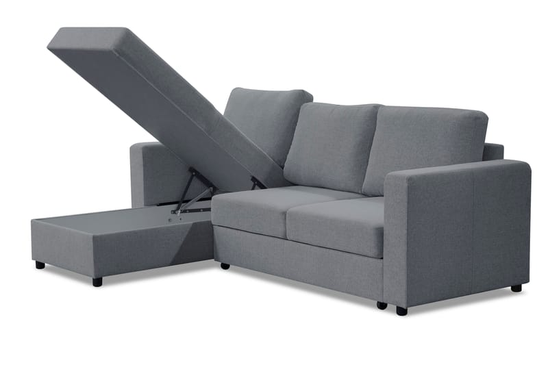 JULES Bäddsoffa 3-sits med Divan Vänster Ljusgrå - Möbler - Vardagsrum - Bäddsoffor - Hörnbäddsoffa