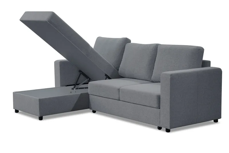 Julia Bäddsoffa 3-sits med Divan Vänster - Ljusgrå - Möbler - Vardagsrum - Bäddsoffor - Hörnbäddsoffa