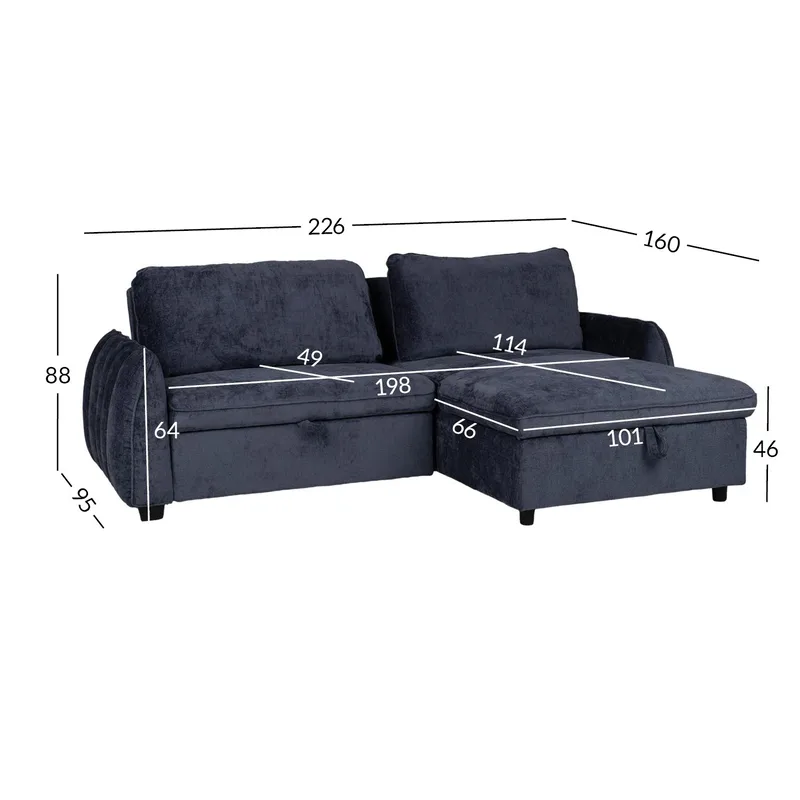 Hörnbäddsoffa Klevor - Blå - Möbler - Vardagsrum - Bäddsoffor - Hörnbäddsoffa