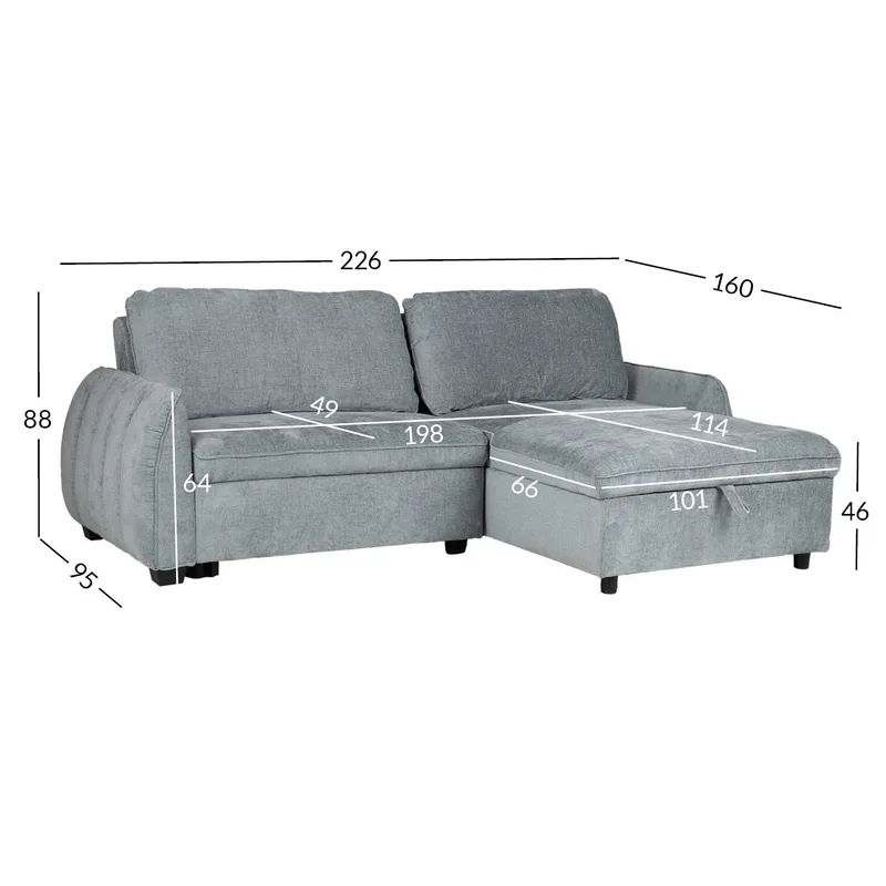 Hörnbäddsoffa Klevor - blågrön - Möbler - Vardagsrum - Bäddsoffor - Hörnbäddsoffa