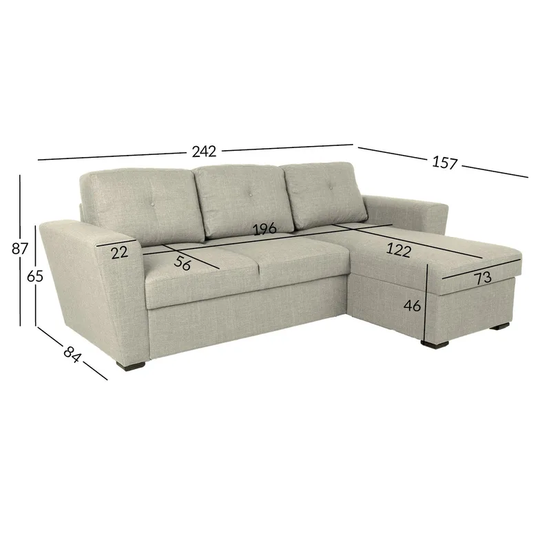 Hörnbäddsoffa Korsvik - Beige - Möbler - Vardagsrum - Bäddsoffor - Hörnbäddsoffa