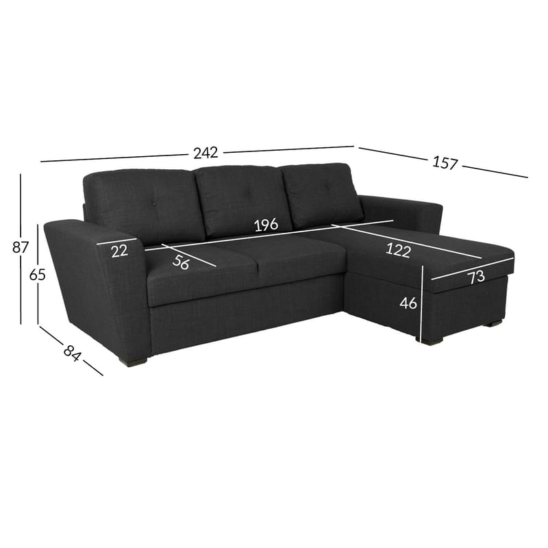 Hörnbäddsoffa Korsvik - Mörkgrå - Möbler - Vardagsrum - Bäddsoffor - Hörnbäddsoffa