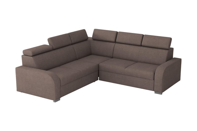 Lavona 4-sits L-formad Bäddsoffa 130x190 cm Bäddbar med Förvaring i Tyg, Brun