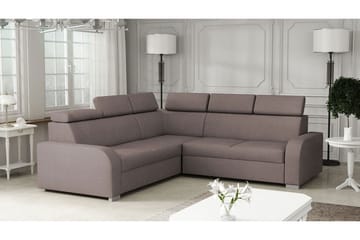 Lavona 4-sits L-formad Bäddsoffa 130x190 cm Bäddbar med Förvaring i Tyg - Brun - Möbler - Vardagsrum - Bäddsoffor - Hörnbäddsoffa