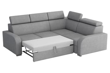 Lavona 4-sits Vänster L-formad Bäddsoffa Bäddbar med Förvaring i Tyg - Grå - Möbler - Vardagsrum - Bäddsoffor - Hörnbäddsoffa