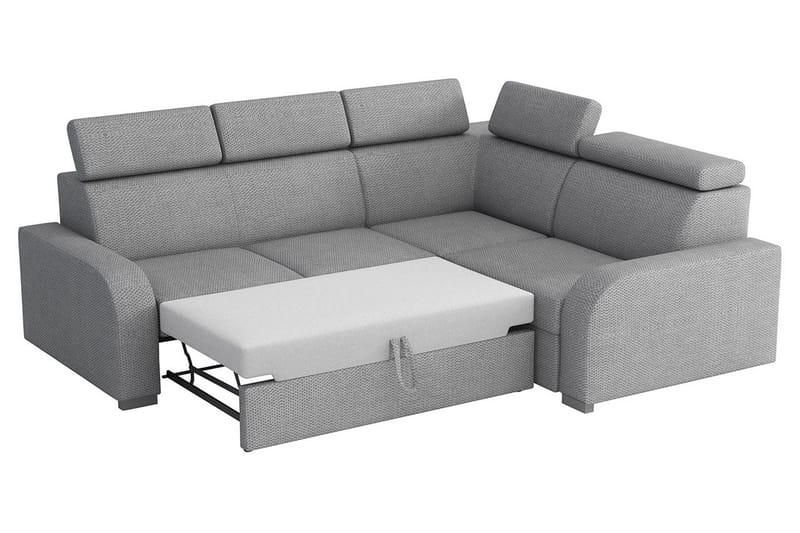 Lavona 4-sits Vänster L-formad Bäddsoffa Bäddbar med Förvaring i Tyg - Grå - Möbler - Vardagsrum - Bäddsoffor - Hörnbäddsoffa