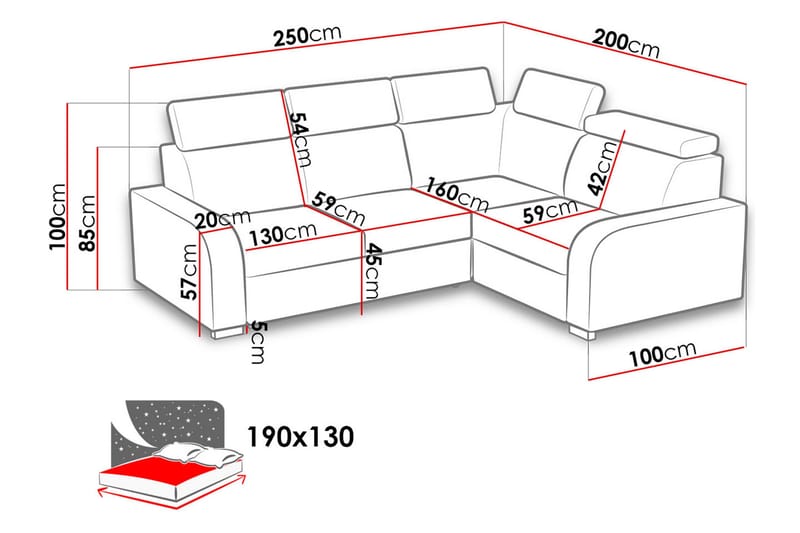 Lavona 4-sits Vänster L-formad Bäddsoffa Bäddbar med Förvaring i Tyg - Grå - Möbler - Vardagsrum - Bäddsoffor - Hörnbäddsoffa