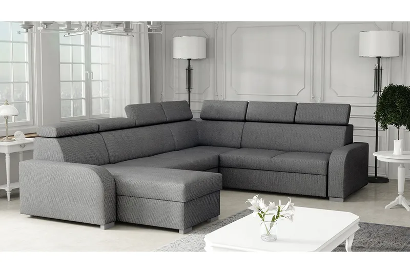 Lavona Bäddhörnsoffa Large - Grå - Möbler - Vardagsrum - Bäddsoffor - Hörnbäddsoffa