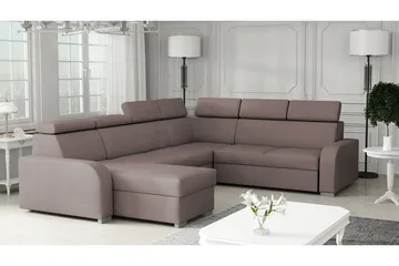 Lavona Hörnsoffa Large LED-belysning - Brun - Möbler - Vardagsrum - Bäddsoffor - Hörnbäddsoffa