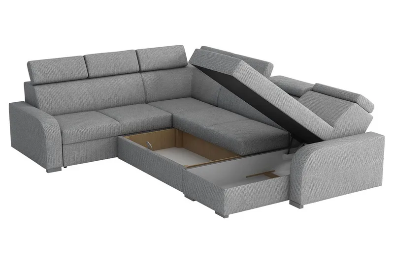Lavona Hörnsoffa Large LED-belysning - Brun - Möbler - Vardagsrum - Bäddsoffor - Hörnbäddsoffa
