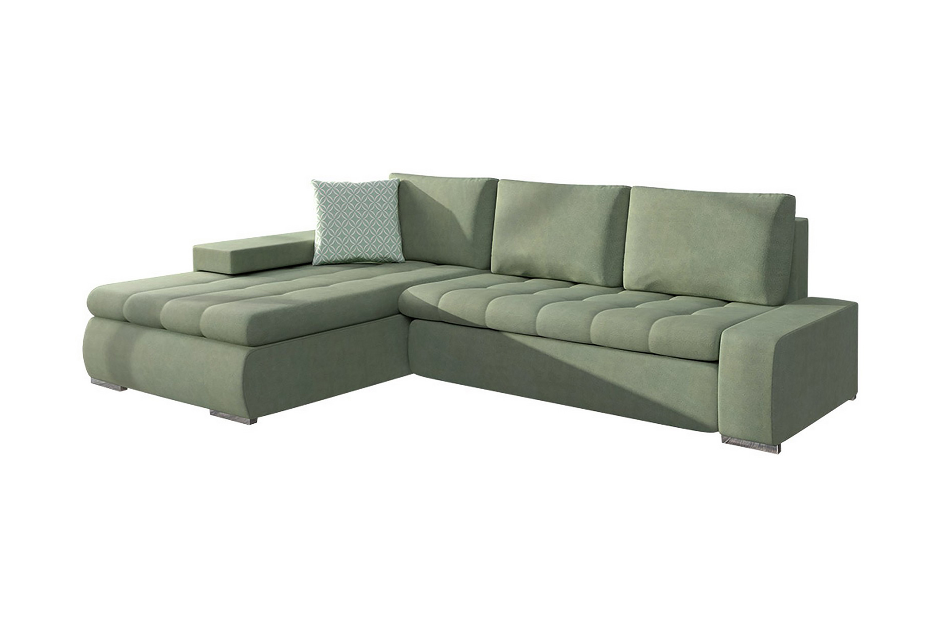 leuan mini 3-sits hörnbäddsoffa läder/grön -