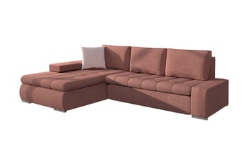 LEUAN MINI 3-sits Hörnbäddsoffa Läder/Rosa