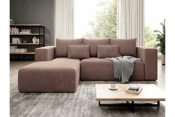 Listowel 3-sits Hörnbäddsoffa med Divan och Schäslong i Tyg med Träram - Brun - Möbler - Vardagsrum - Bäddsoffor - Bäddsoffa divan