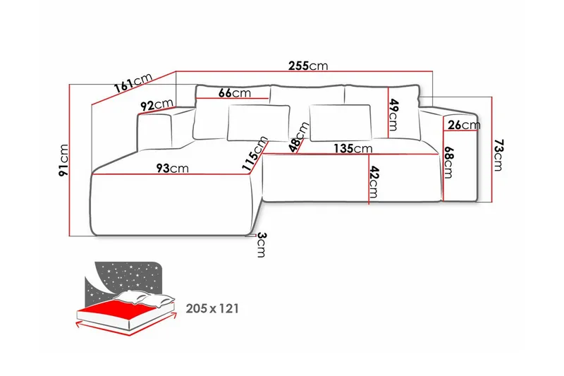 Listowel 3-sits Hörnbäddsoffa - Möbler - Vardagsrum - Bäddsoffor - Hörnbäddsoffa