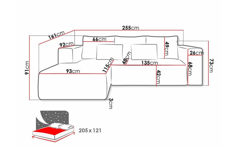 Listowel 3-sits Hörnbäddsoffa - Möbler - Vardagsrum - Bäddsoffor - Hörnbäddsoffa