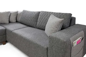 Loftia Hörnsoffa-bäddsoffa 230x90x150 cm - Grå - Möbler - Vardagsrum - Bäddsoffor - Hörnbäddsoffa
