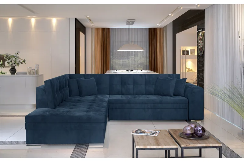 Moclino Hörnbäddsoffa - Blå - Möbler - Vardagsrum - Bäddsoffor - Hörnbäddsoffa